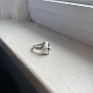 White Buffalo Sterling Silver Ring .925 Handmade Size 8